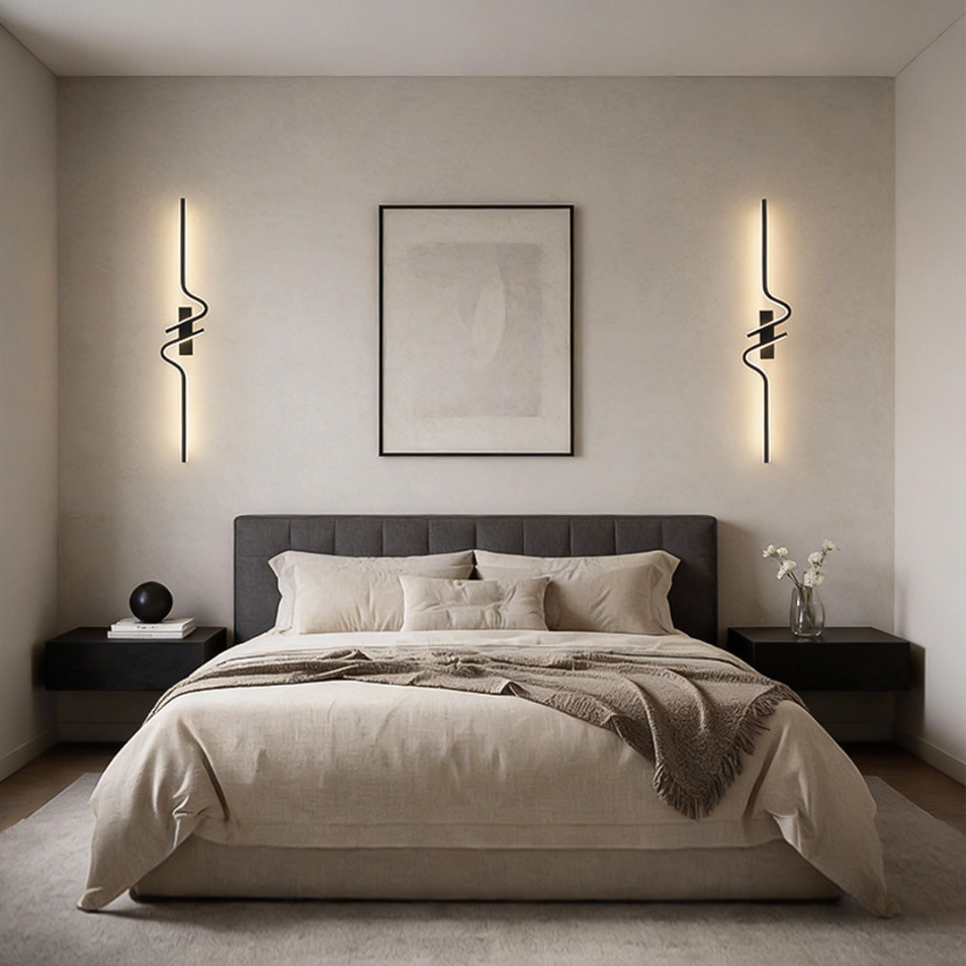 Modern Curved Wall Sconce Adjustable LED Wall Light Black Aluminum Three Color Temperatures 2