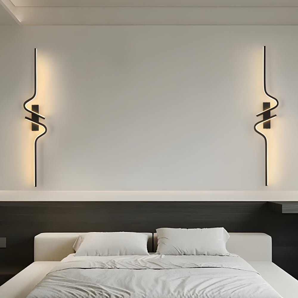 Modern Curved Wall Sconce Adjustable LED Wall Light Black Aluminum Three Color Temperatures 5