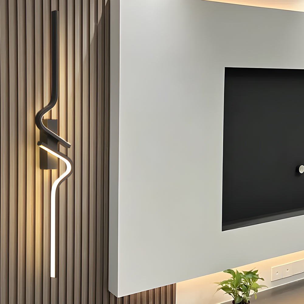 Modern Curved Wall Sconce Adjustable LED Wall Light Black Aluminum Three Color Temperatures 6