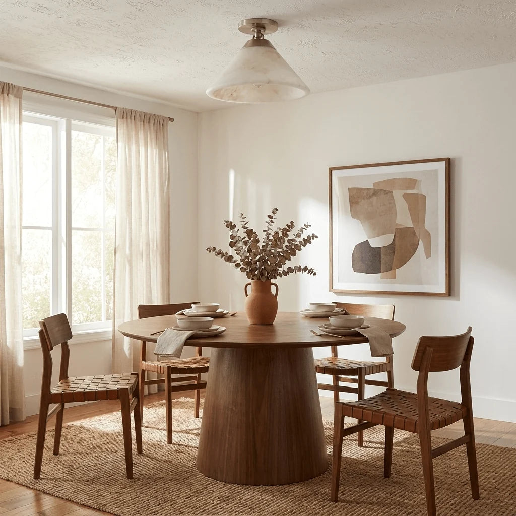 Modern Flush Mount Ceiling Light Alabaster Shade LED 12 Inch Diameter Energy Efficient 7