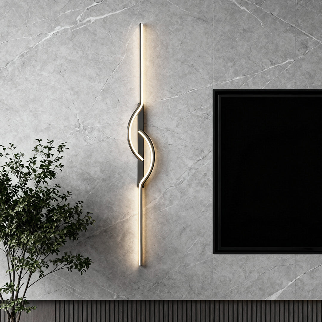 Modern Linear Wall Sconce Wall Mounted Black Aluminum LED Light with Dimmable Silicone Shade 0
