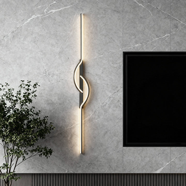 Modern Linear Wall Sconce Wall Mounted Black Aluminum LED Light with Dimmable Silicone Shade 0