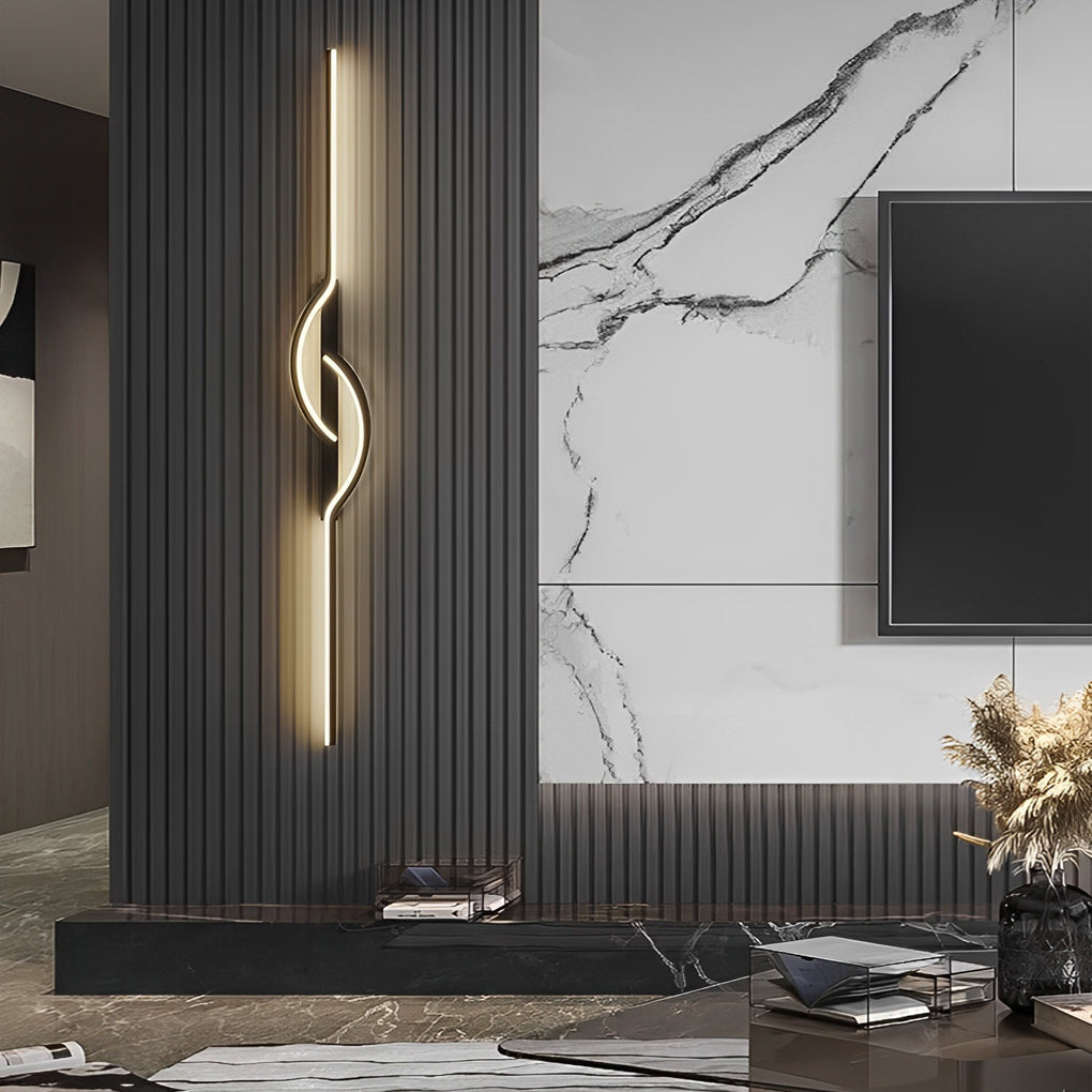 Modern Linear Wall Sconce Wall Mounted Black Aluminum LED Light with Dimmable Silicone Shade 2