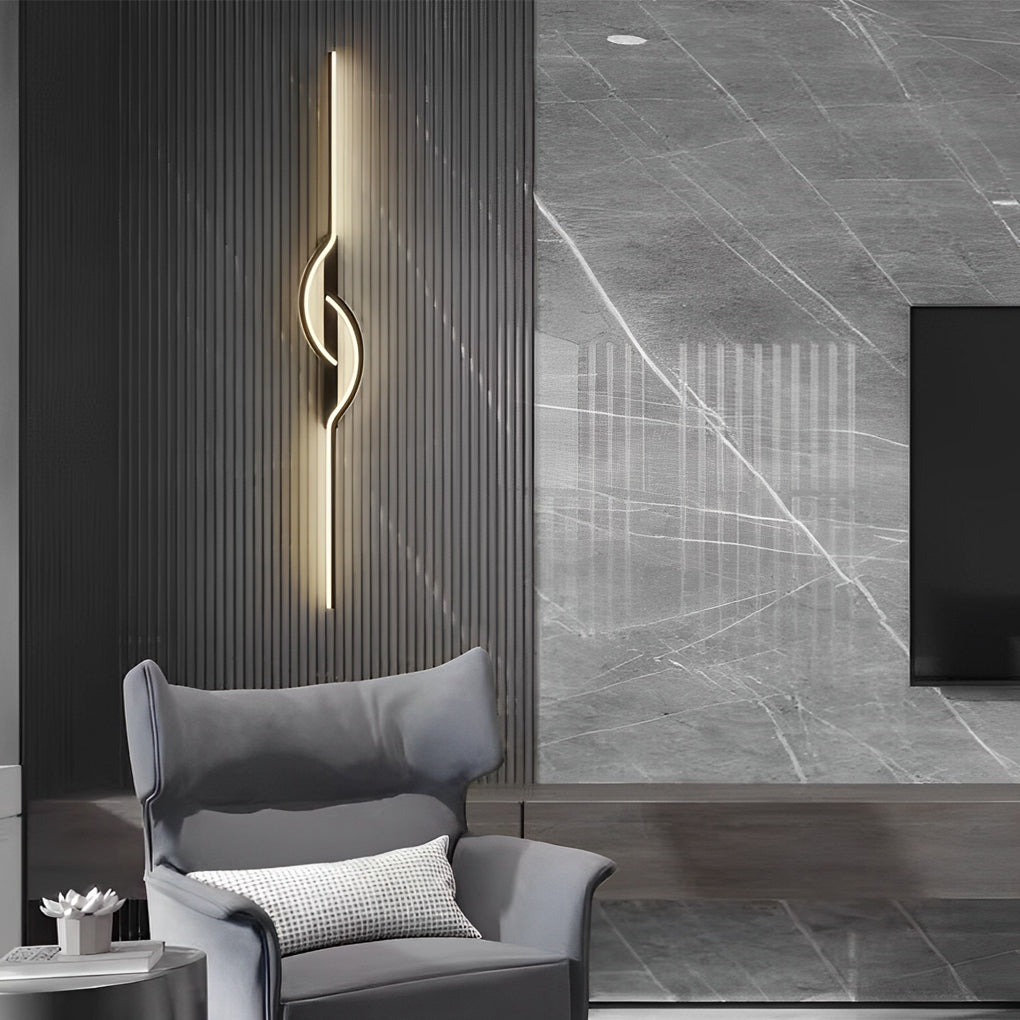 Modern Linear Wall Sconce Wall Mounted Black Aluminum LED Light with Dimmable Silicone Shade 4