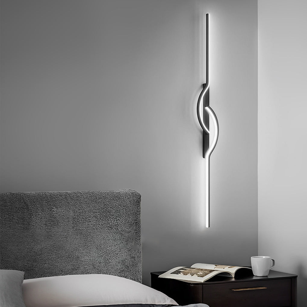 Modern Linear Wall Sconce Wall Mounted Black Aluminum LED Light with Dimmable Silicone Shade 6