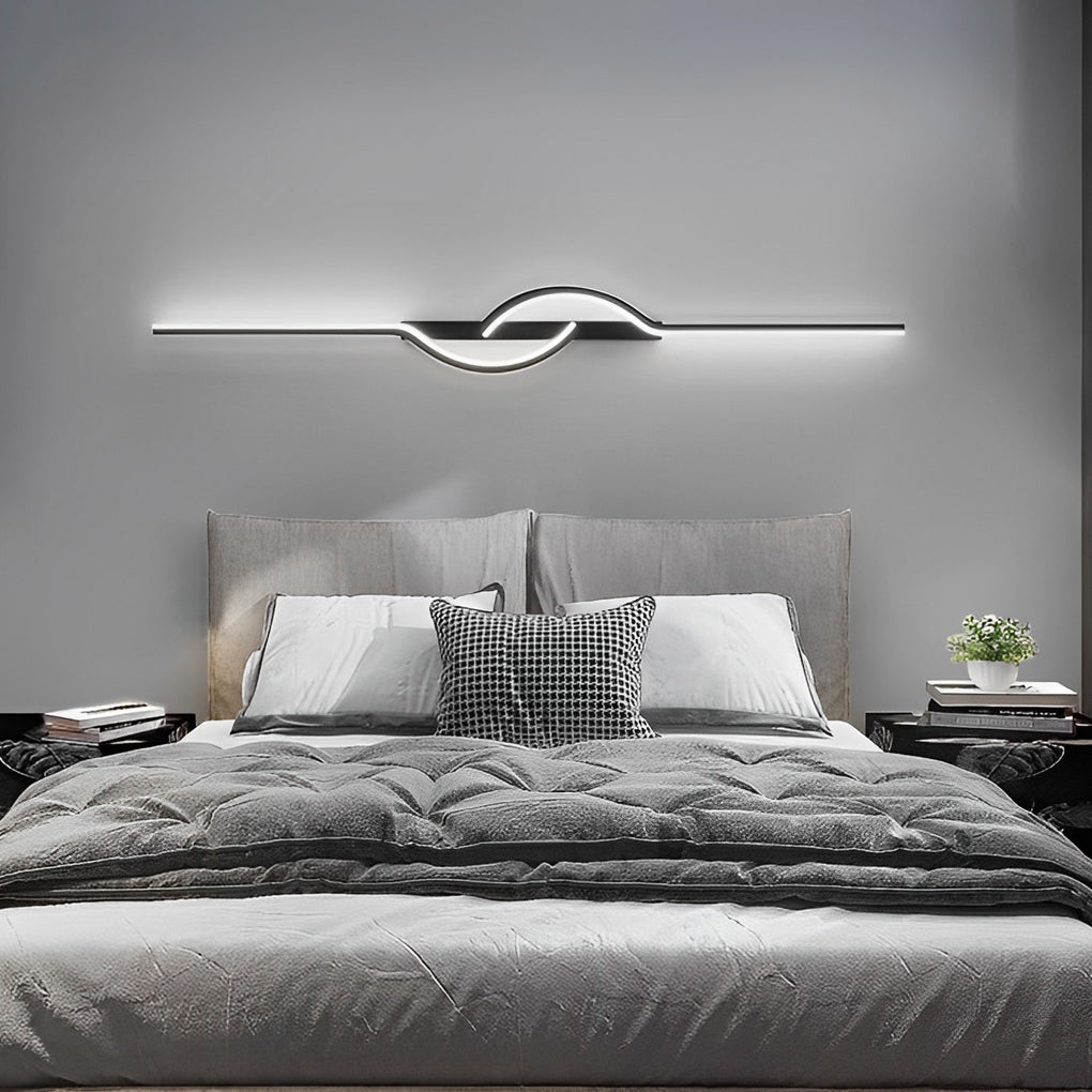 Modern Linear Wall Sconce Wall Mounted Black Aluminum LED Light with Dimmable Silicone Shade 7