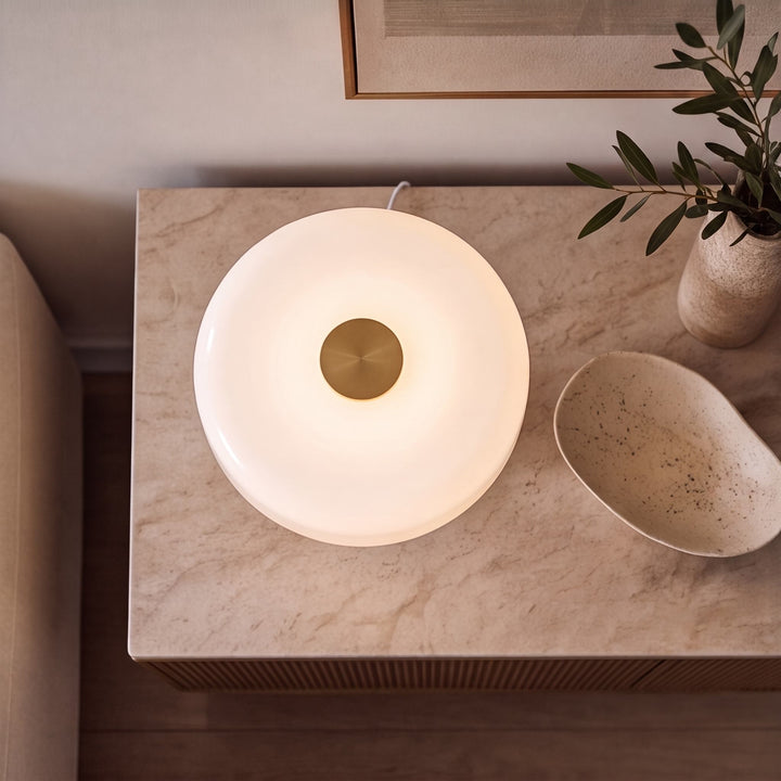 Modern Marble Table Lamp with Opaline Glass Shade and Integrated LED Touch Control