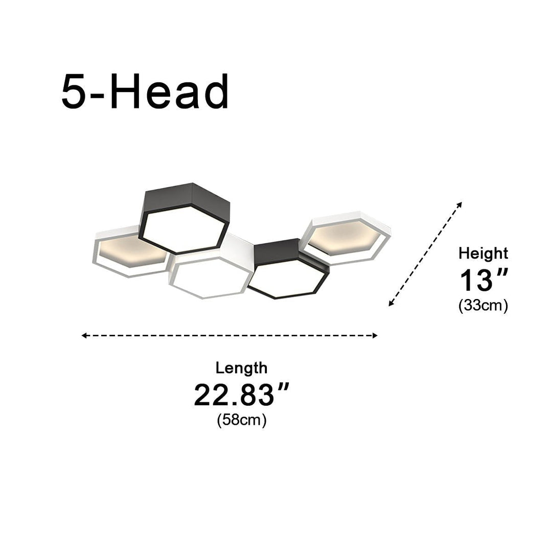 Modern Minimalist Indoor Ceiling Light Hexagon Design LED Adjustable Dimming Iron Acrylic 7