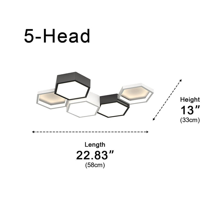 Modern Minimalist Indoor Ceiling Light Hexagon Design LED Adjustable Dimming Iron Acrylic 7