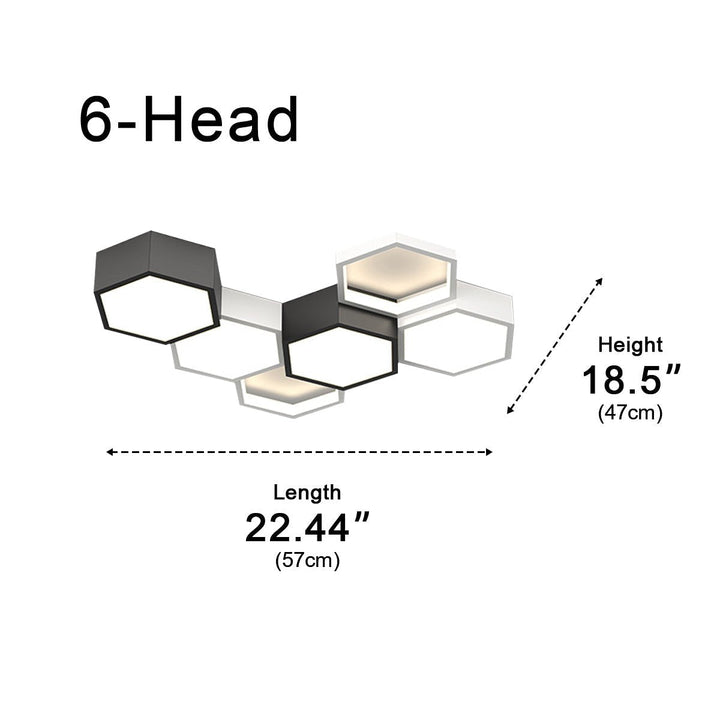 Modern Minimalist Indoor Ceiling Light Hexagon Design LED Adjustable Dimming Iron Acrylic 8