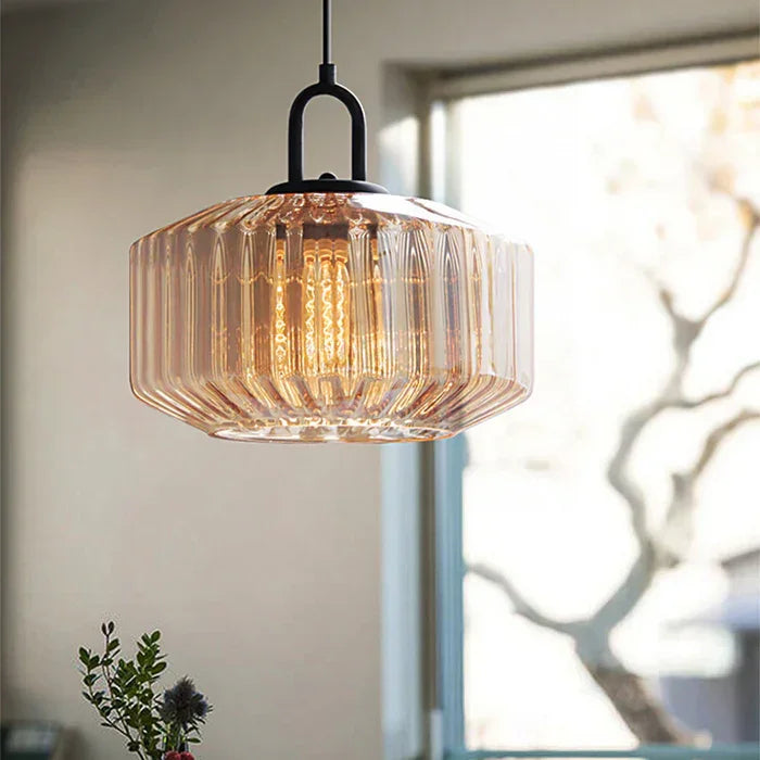 Modern Nordic Pendant Light Adjustable Hanging Glass Shade Iron Construction E27 Compatible 3