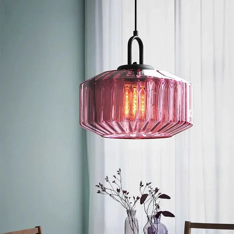Modern Nordic Pendant Light Adjustable Hanging Glass Shade Iron Construction E27 Compatible 6