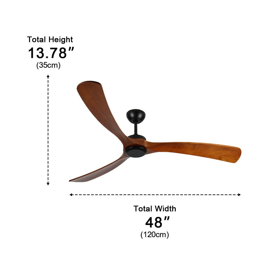 Modern Outdoor Ceiling Fan with Walnut Wood Blades IP65 Waterproof Rating and 6-Speed Motor 8