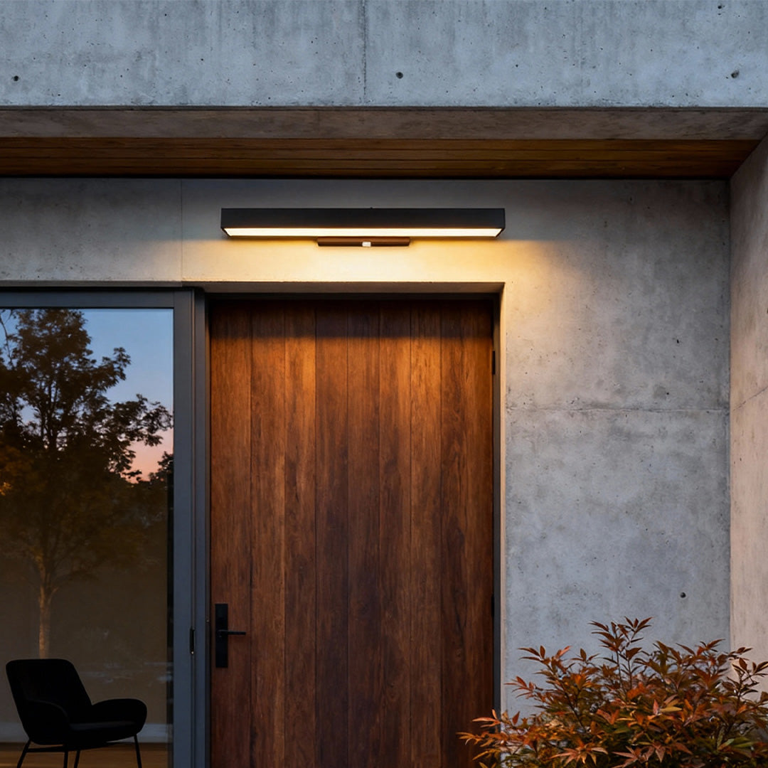 Modern Outdoor Wall Light LED Motion Sensor Wall Mounted Black Stainless Steel Rectangular 4000K IP65 1