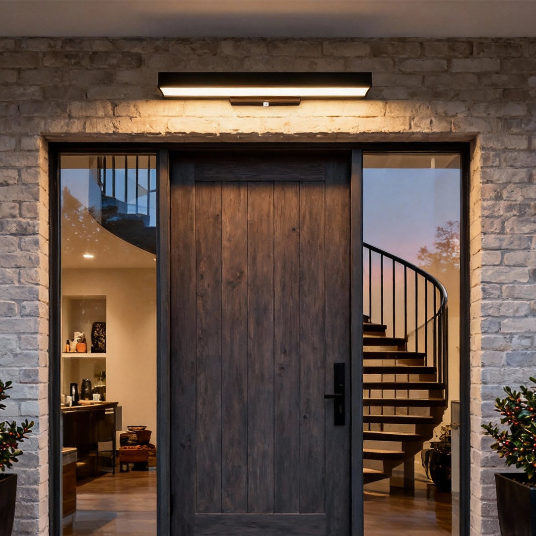 Modern Outdoor Wall Light LED Motion Sensor Wall Mounted Black Stainless Steel Rectangular 4000K IP65 2