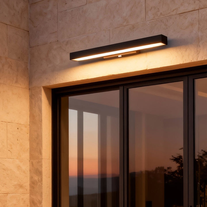 Modern Outdoor Wall Light LED Motion Sensor Wall Mounted Black Stainless Steel Rectangular 4000K IP65 3