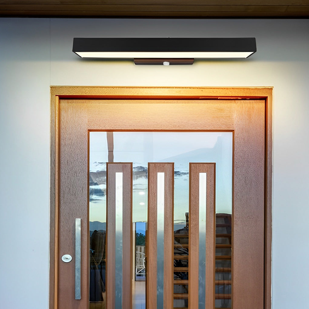 Modern Outdoor Wall Light LED Motion Sensor Wall Mounted Black Stainless Steel Rectangular 4000K IP65 4