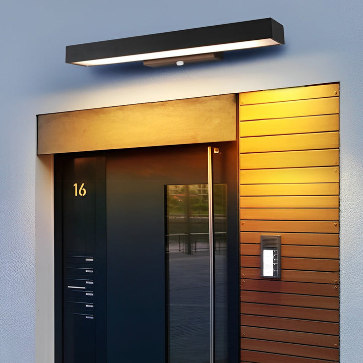 Modern Outdoor Wall Light LED Motion Sensor Wall Mounted Black Stainless Steel Rectangular 4000K IP65 7