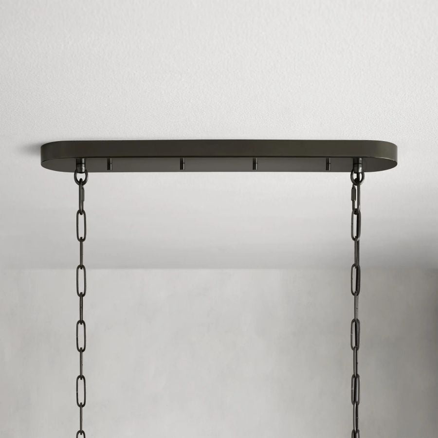 Modern Oval Chandelier Light Adjustable Hanging Steel Glass Fixture with 5 or 12 Bulb Options 6