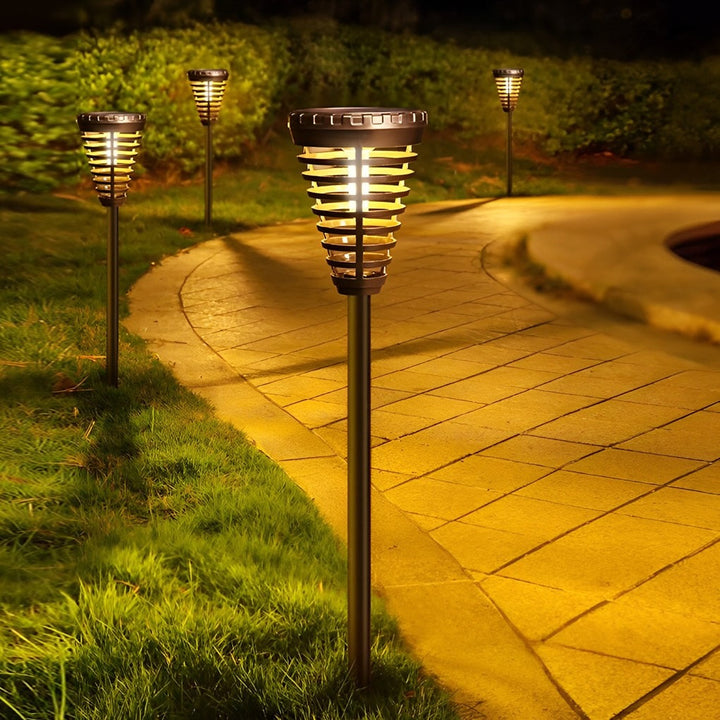 Modern Solar Garden Lights Outdoor Pathway LED Open Cone Design Waterproof ABS Intelligent Control