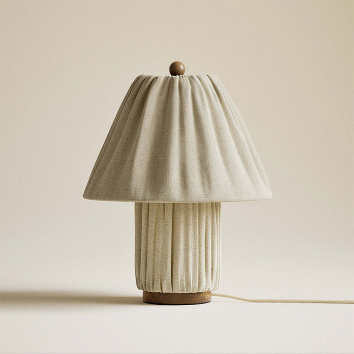 Modern Table Lamp with Pleated Fabric Shade Adjustable Brightness Metal Base LED Compatible 15 Inches 0