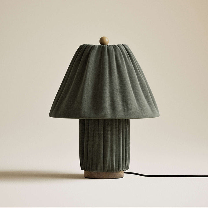 Modern Table Lamp with Pleated Fabric Shade Adjustable Brightness Metal Base LED Compatible 15 Inches 9