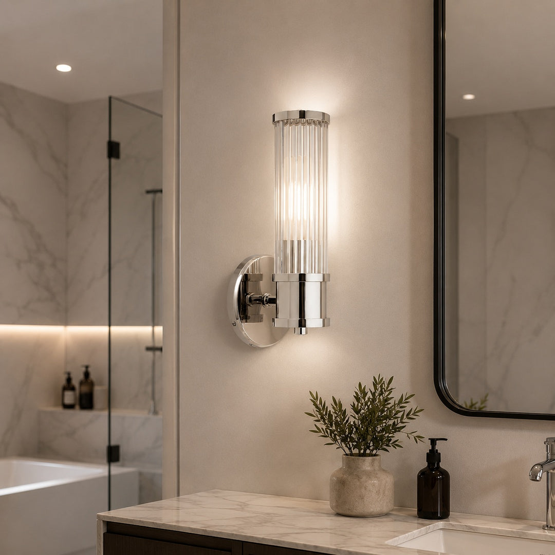 Modern Wall Sconce Glass Shade Wall Mounted Iron Chrome Gold Finish LED 3000K Warm White