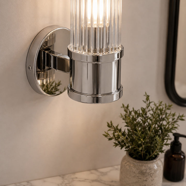 Modern Wall Sconce Glass Shade Wall Mounted Iron Chrome Gold Finish LED 3000K Warm White