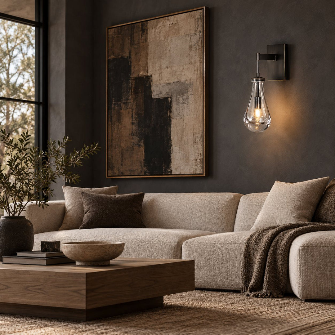 Modern Clear Glass Wall Sconce – Brass or Black Interior Wall Light