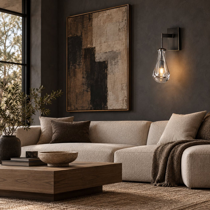 Modern Clear Glass Wall Sconce – Brass or Black Interior Wall Light
