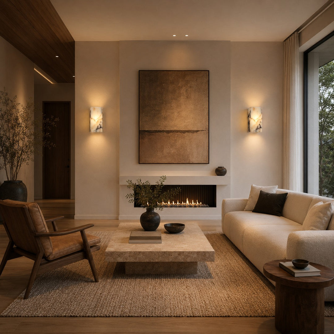 Natural Minimalist Wall Light Waterproof Stone Wall Mounted LED Fixture for Indoor Outdoor Use