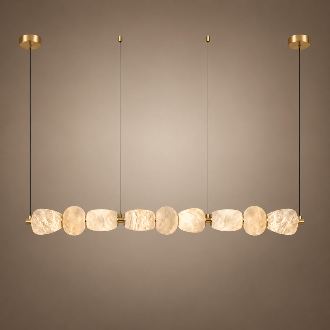 Modern Linear Chandelier Wall Mounted Alabaster Glass LED Light Fixture for Indoor Use