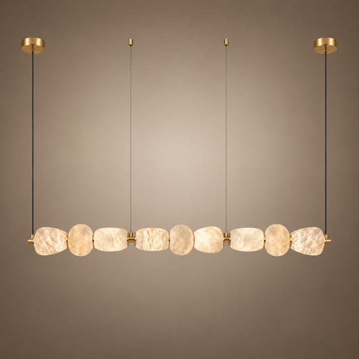 Modern Linear Chandelier Wall Mounted Alabaster Glass LED Light Fixture for Indoor Use
