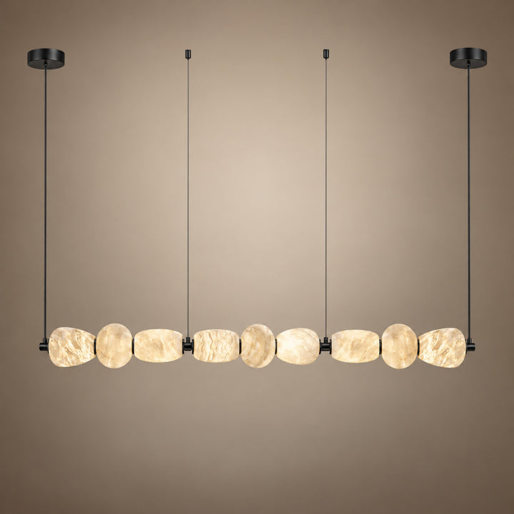 Modern Linear Chandelier Wall Mounted Alabaster Glass LED Light Fixture for Indoor Use