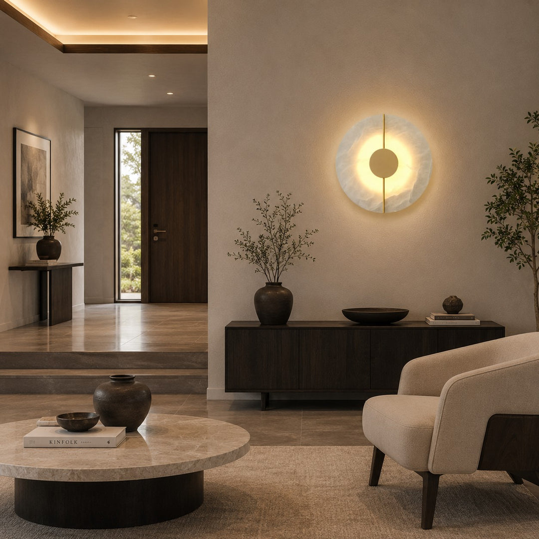 Nordic Minimalist Wall Light Wall Mounted Metal Fixture with Marble Accent LED Indoor Design