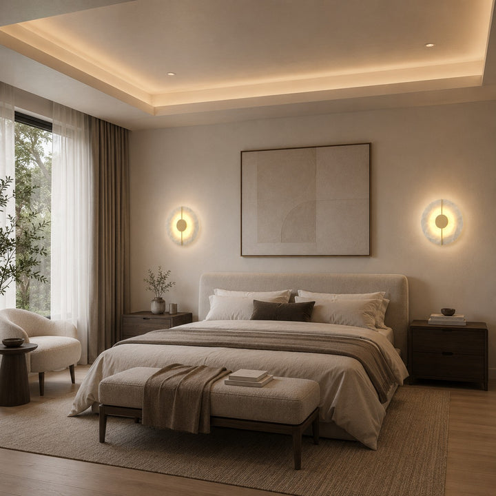 Nordic Minimalist Wall Light Wall Mounted Metal Fixture with Marble Accent LED Indoor Design