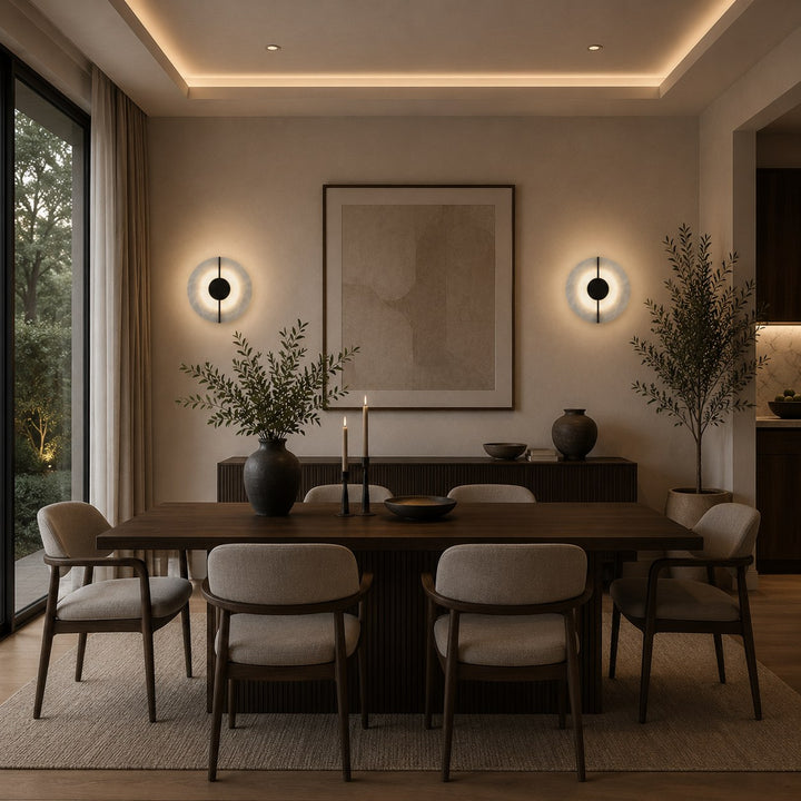 Nordic Minimalist Wall Light Wall Mounted Metal Fixture with Marble Accent LED Indoor Design
