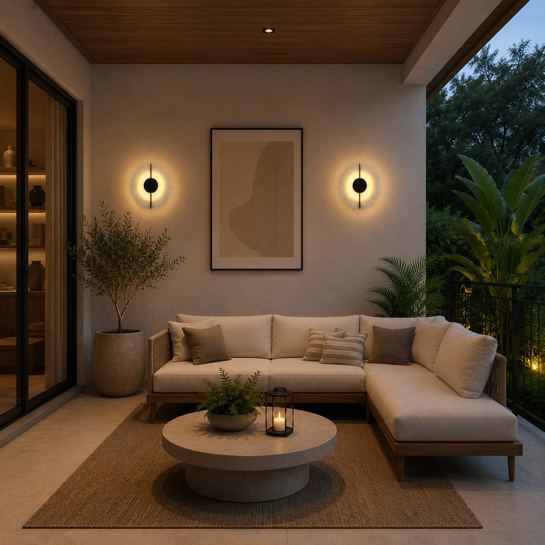 Nordic Minimalist Wall Light Wall Mounted Metal Fixture with Marble Accent LED Indoor Design