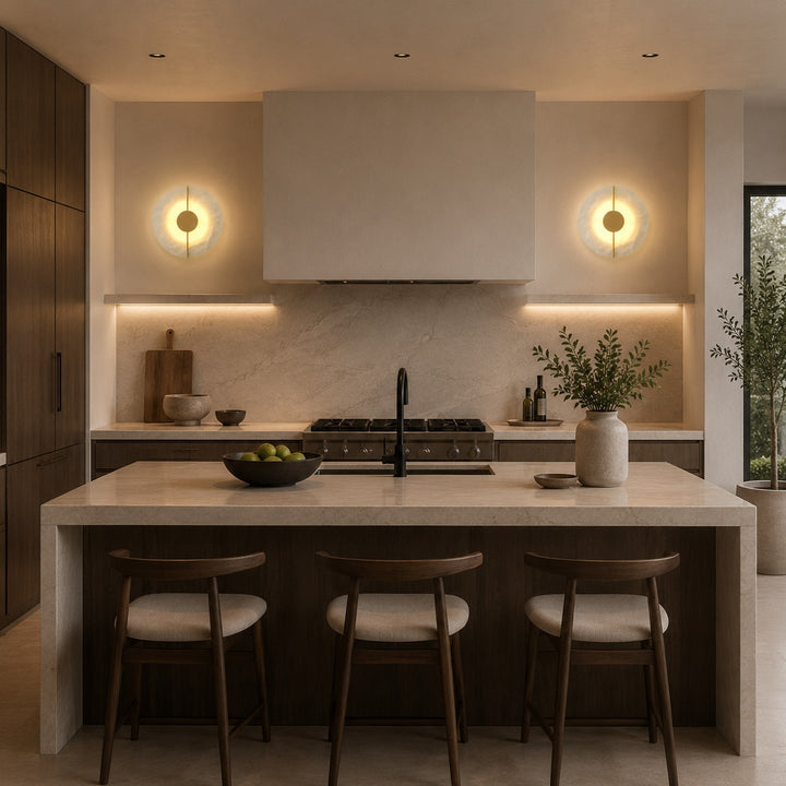 Nordic Minimalist Wall Light Wall Mounted Metal Fixture with Marble Accent LED Indoor Design