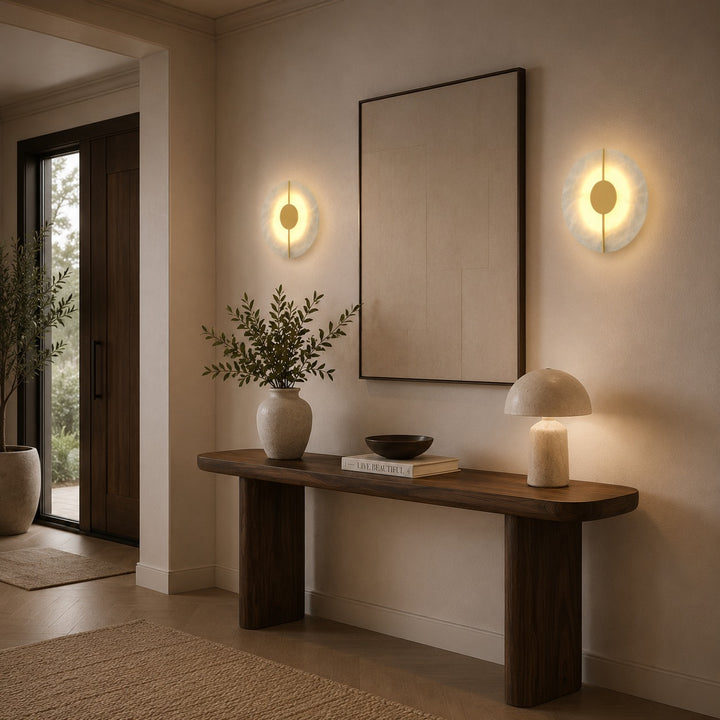 Nordic Minimalist Wall Light Wall Mounted Metal Fixture with Marble Accent LED Indoor Design