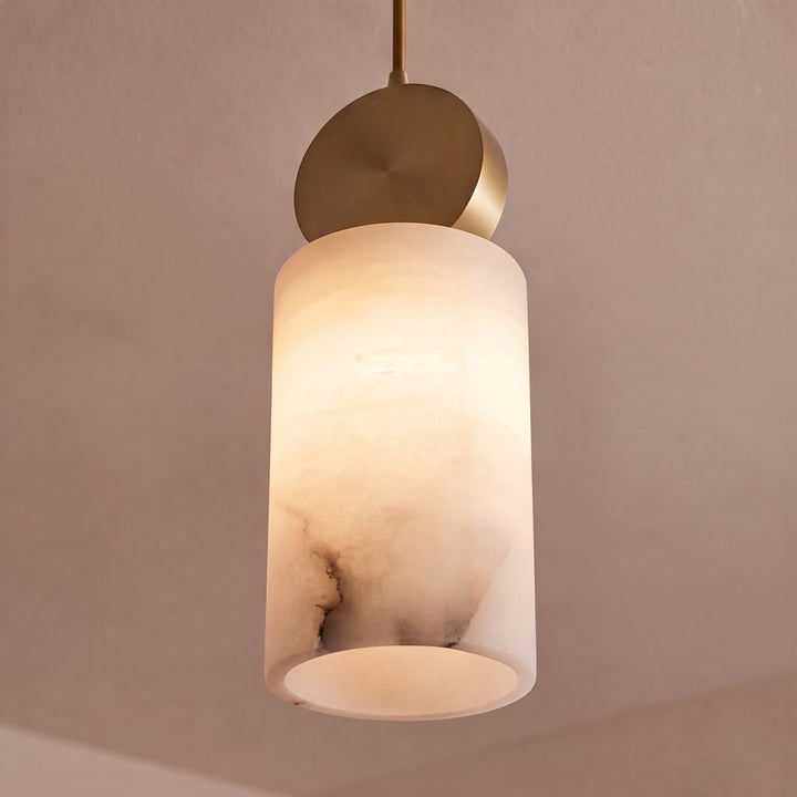 Nordic Pendant Light Copper Body Alabaster Shade Adjustable Height LED Kitchen Pendant Lighting