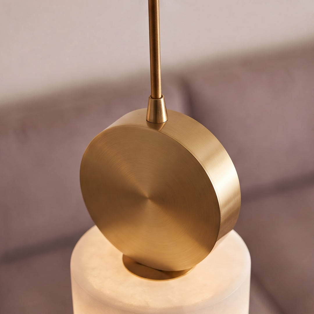 Nordic Pendant Light Copper Body Alabaster Shade Adjustable Height LED Kitchen Pendant Lighting