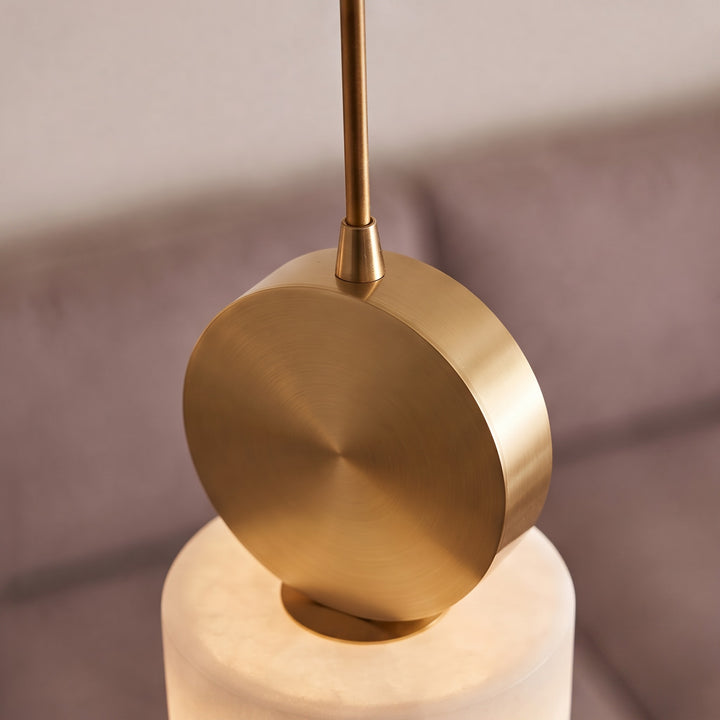 Nordic Pendant Light Copper Body Alabaster Shade Adjustable Height LED Kitchen Pendant Lighting