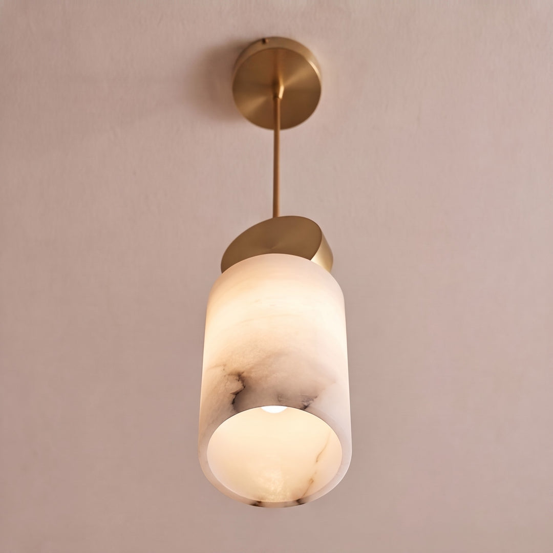 Nordic Pendant Light Copper Body Alabaster Shade Adjustable Height LED Kitchen Pendant Lighting