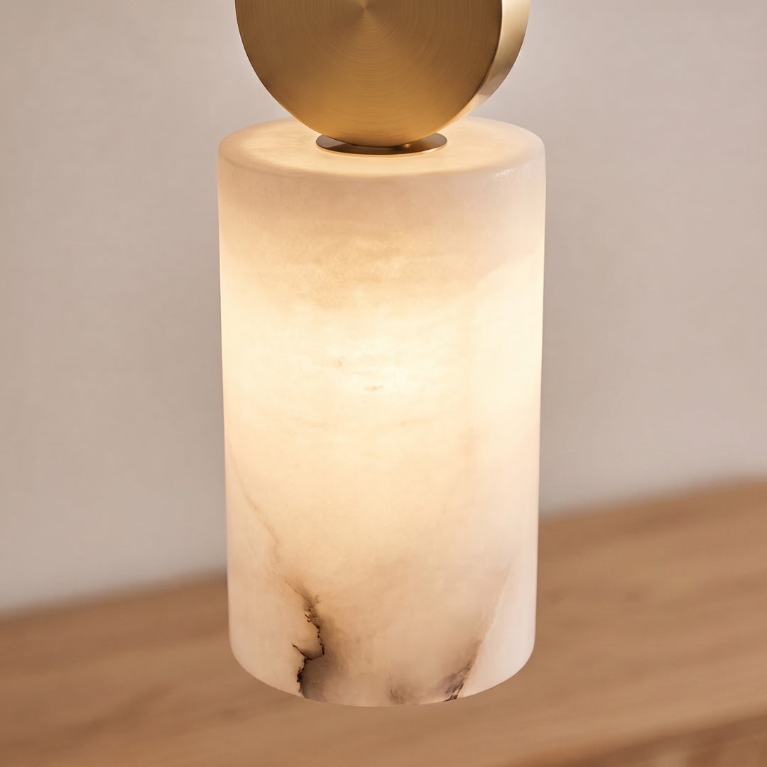 Nordic Pendant Light Copper Body Alabaster Shade Adjustable Height LED Kitchen Pendant Lighting