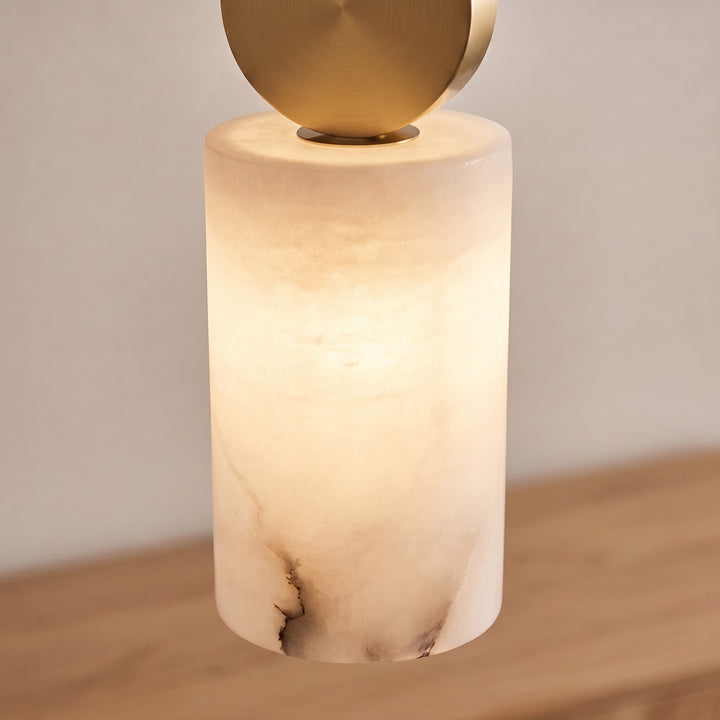 Nordic Pendant Light Copper Body Alabaster Shade Adjustable Height LED Kitchen Pendant Lighting
