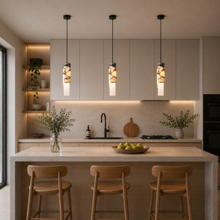 Nordic Pendant Light Hanging Alabaster Marble Adjustable LED for Kitchen Pendant Lighting
