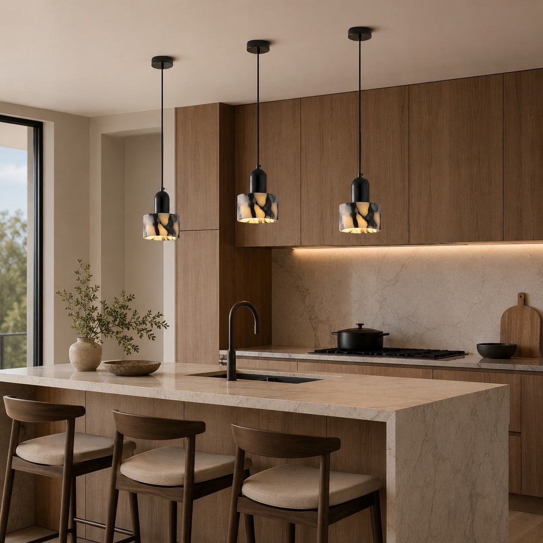 Nordic Pendant Light Hanging Alabaster Marble Adjustable LED for Kitchen Pendant Lighting