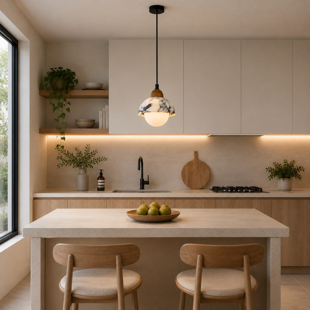 Nordic Pendant Light Hanging Alabaster Marble Adjustable LED for Kitchen Pendant Lighting