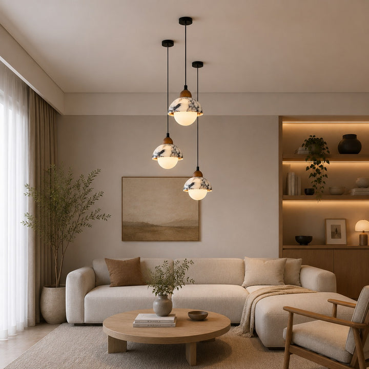 Nordic Pendant Light Hanging Alabaster Marble Adjustable LED for Kitchen Pendant Lighting